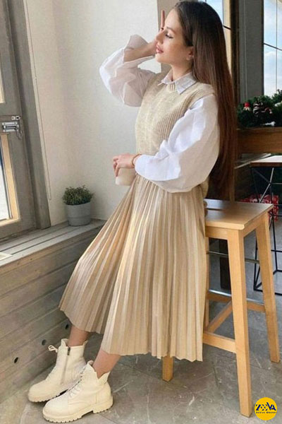 ست کردن لباس بافت با دامن