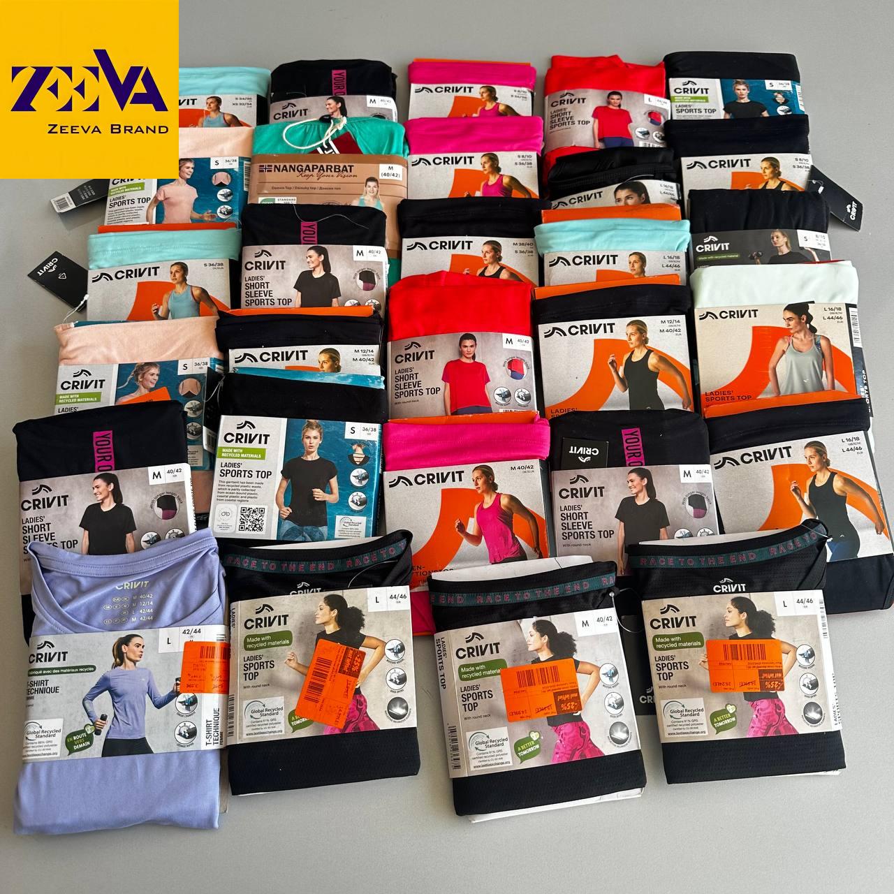 تیشرت ورزشی زنانه برند کریویت به رنگ‌های متنوع برای فروش عمده و کیلویی
